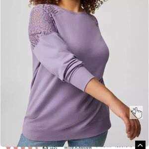 Torrid crochet shoulder crew neck sweatshirt size 4 NWT